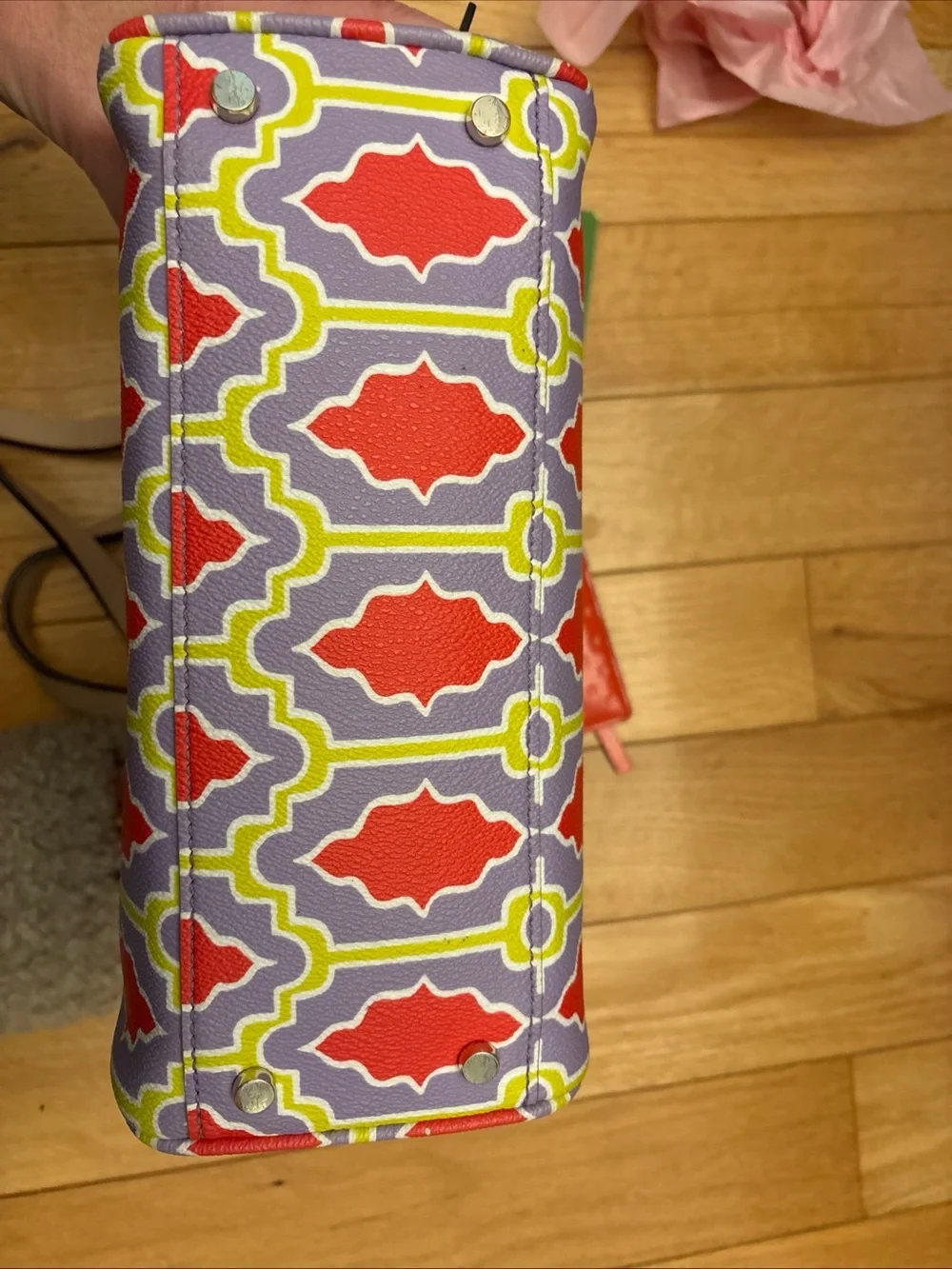 Kate Spade  Lavender orange & yellow Geometric Tote with Red Wallet